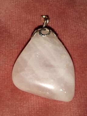 Vintage White Quartz Gem Stone Pendant Gemstone Necklace Charm
